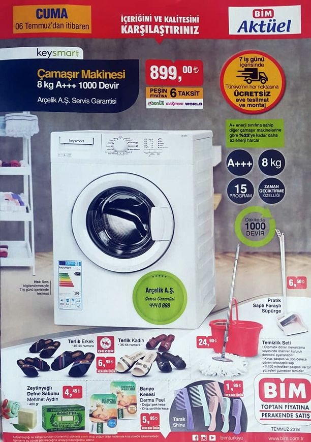 BİM Market Keysmart Çamaşır Makinesi - 6 - 12 Temmuz 2018 Broşürü