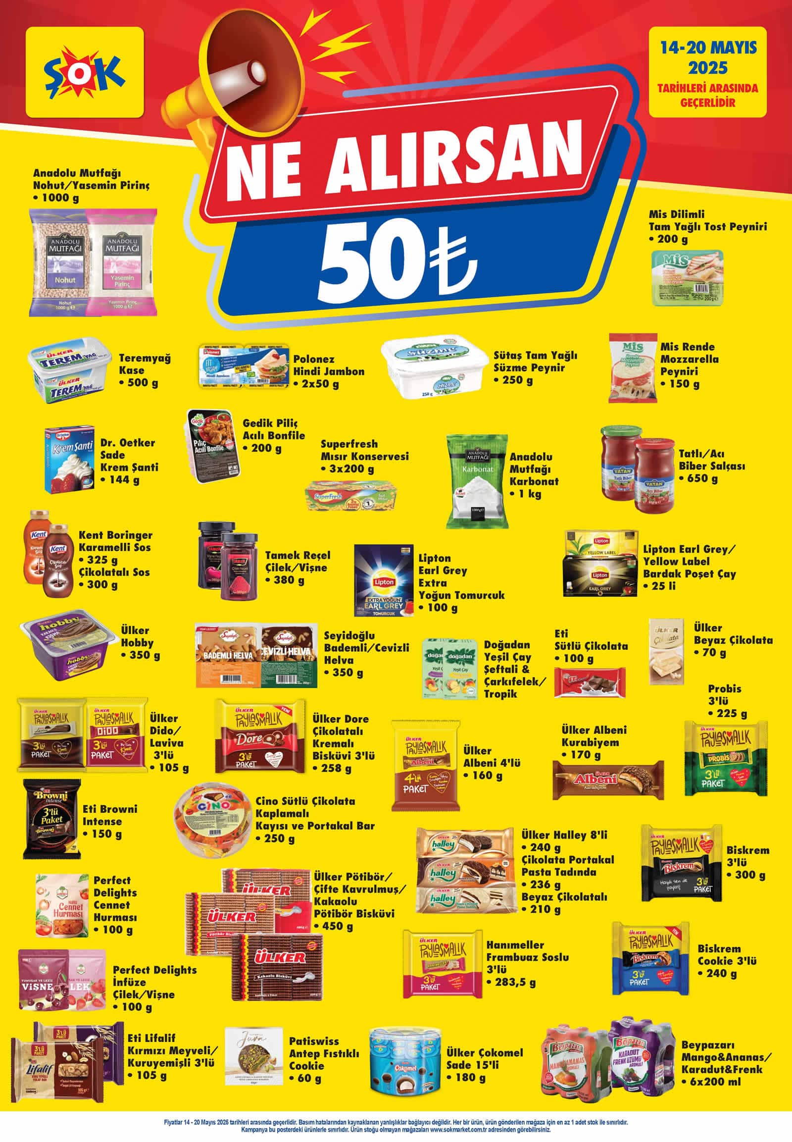 ŞOK 14 Mayıs 2025 Ne Alırsan 50 TL Kataloğu