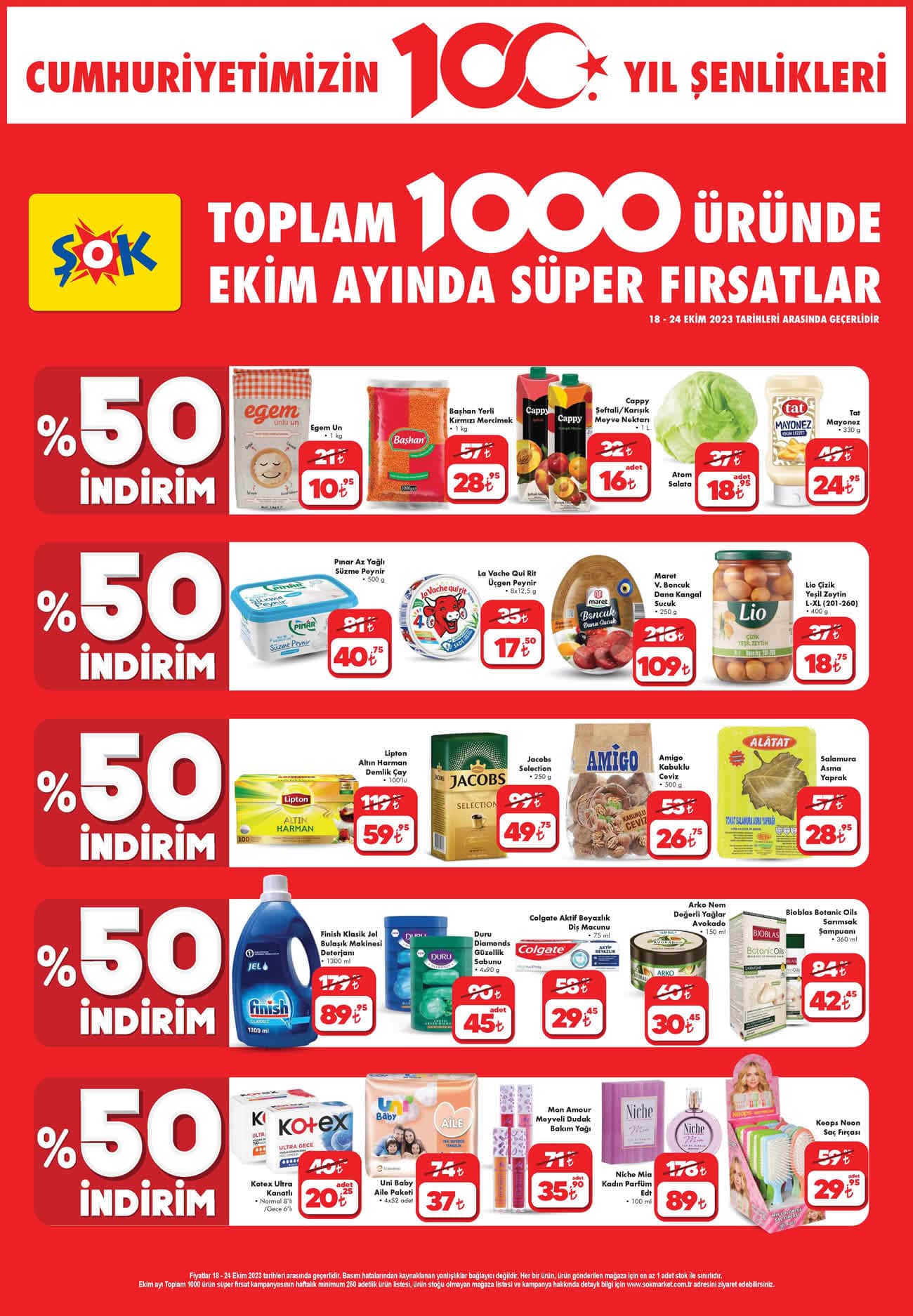 ŞOK 18 - 24 Ekim 2023 Cumhuriyetimizin 100.Yılı İndirimleri