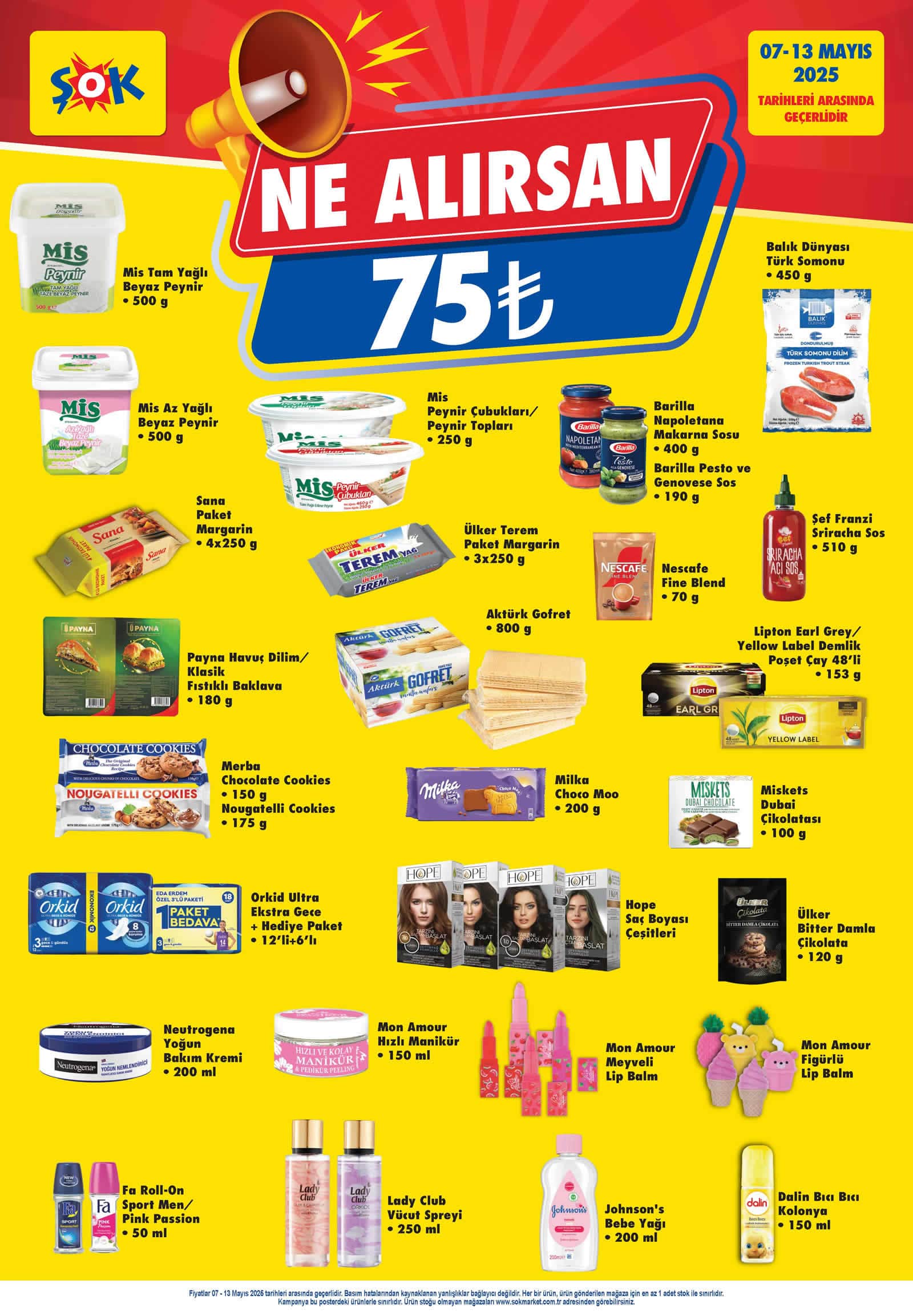 ŞOK 7 Mayıs 2025 Ne Alırsan 75 TL Kataloğu