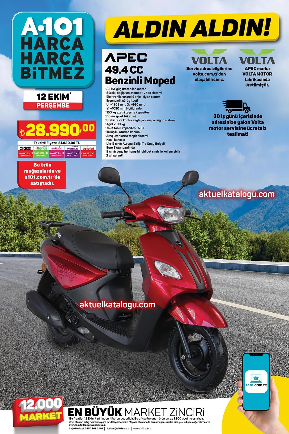 A101 12 Ekim 2023 APEC Elektrikli Moped
