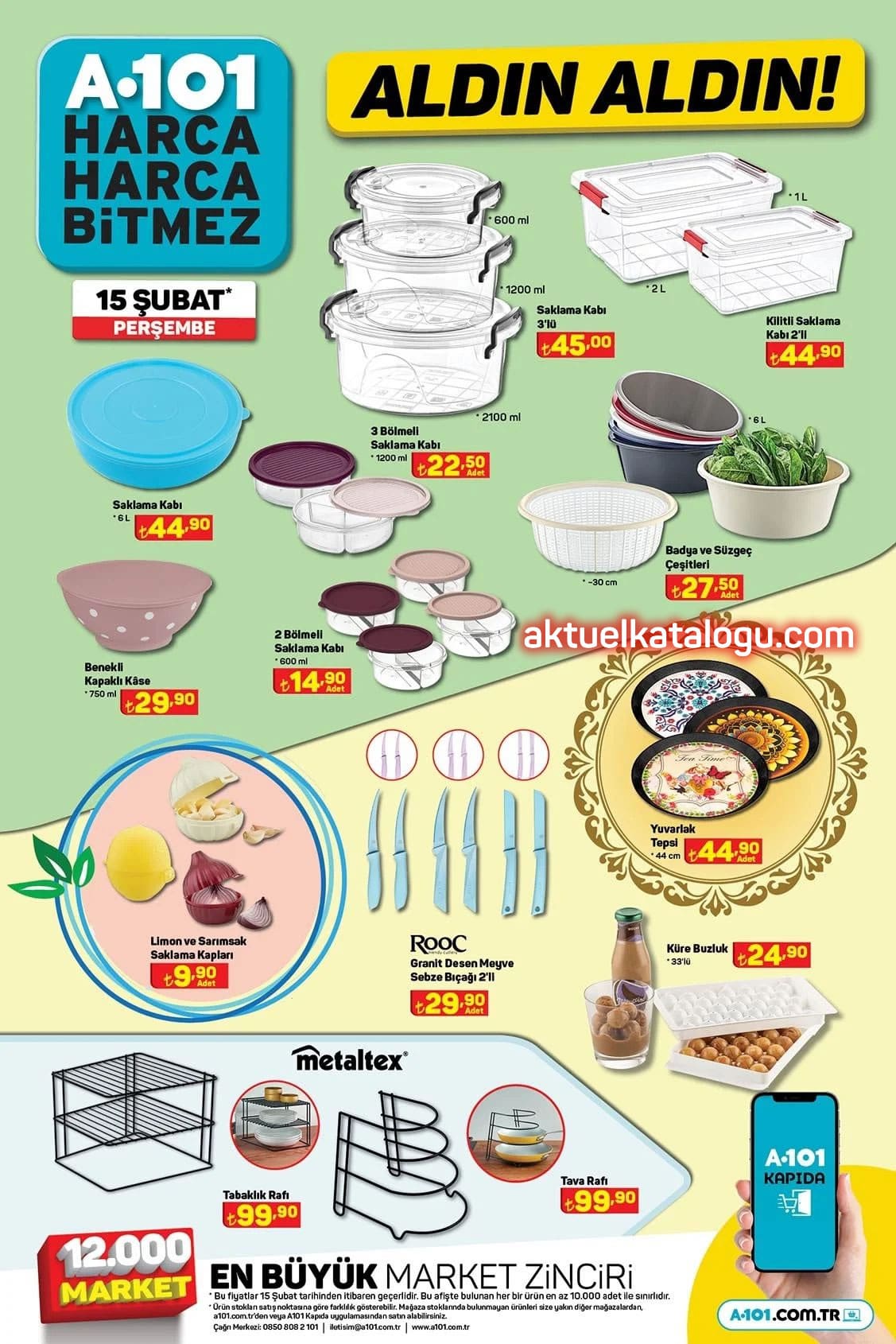 A101 15 Şubat 2024 mutfak ürünleri