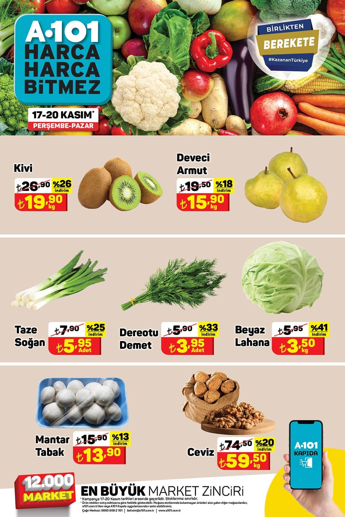 A101 17 - 20 Kasım 2022 meyve sebze fiyatları