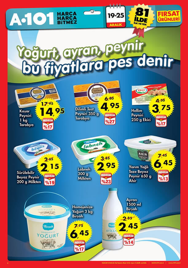 A101 19 - 25 Aralık 2016 Katalogu - Tarabya Kaşar Peyniri