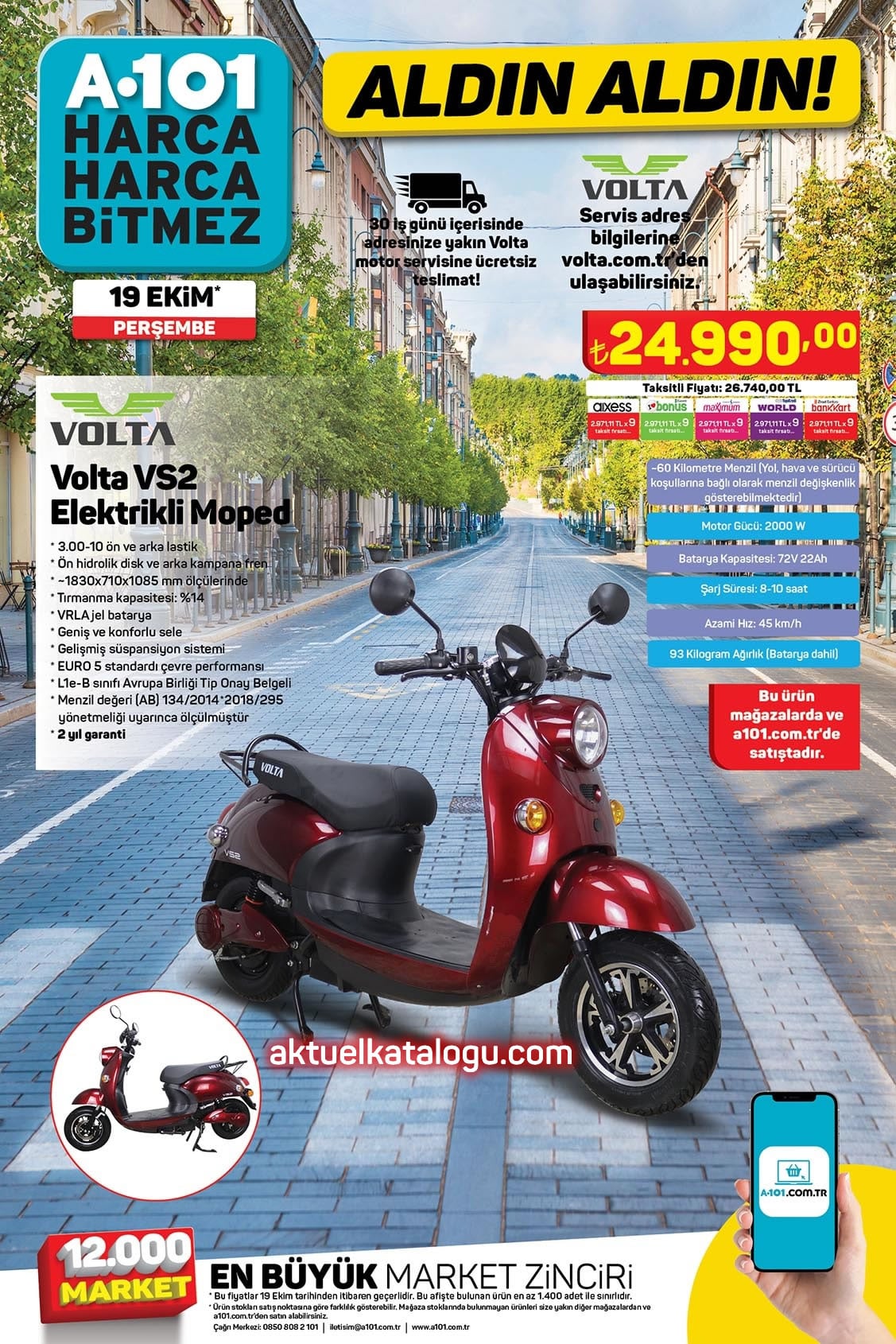 A101 19 Ekim 2023 elektrikli moped
