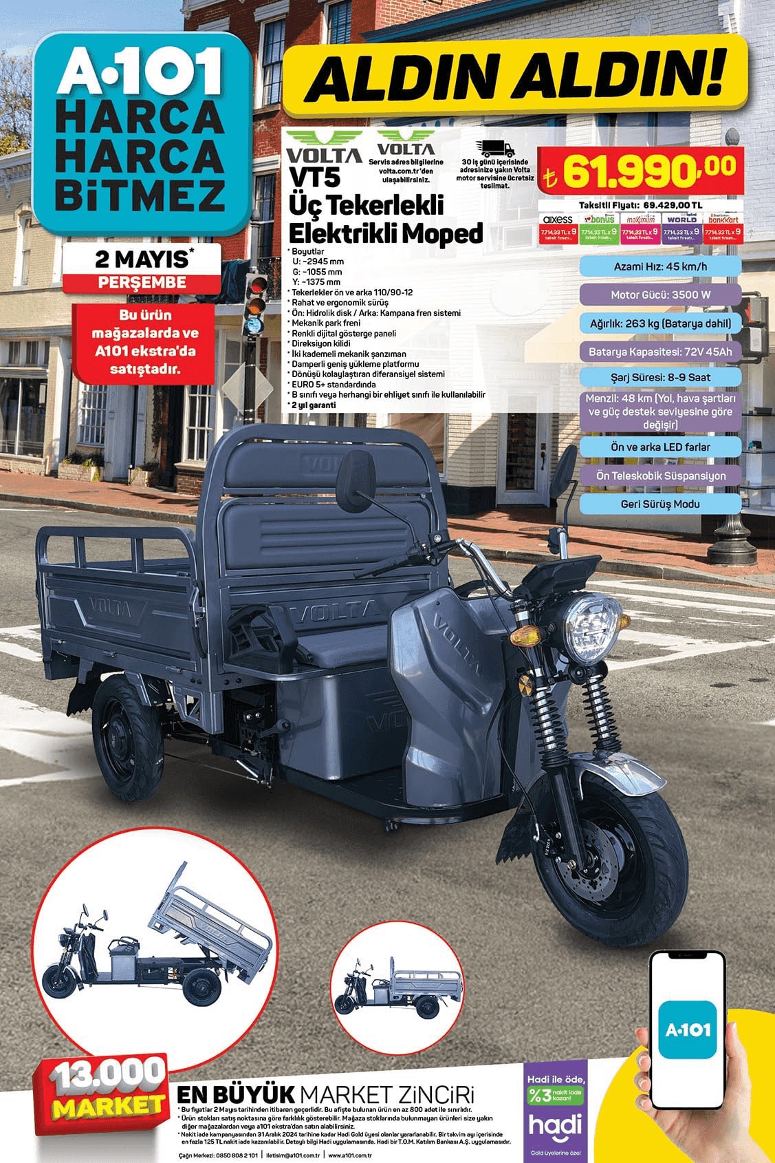 A101 2 Mayıs 2024 Elektrikli Moped