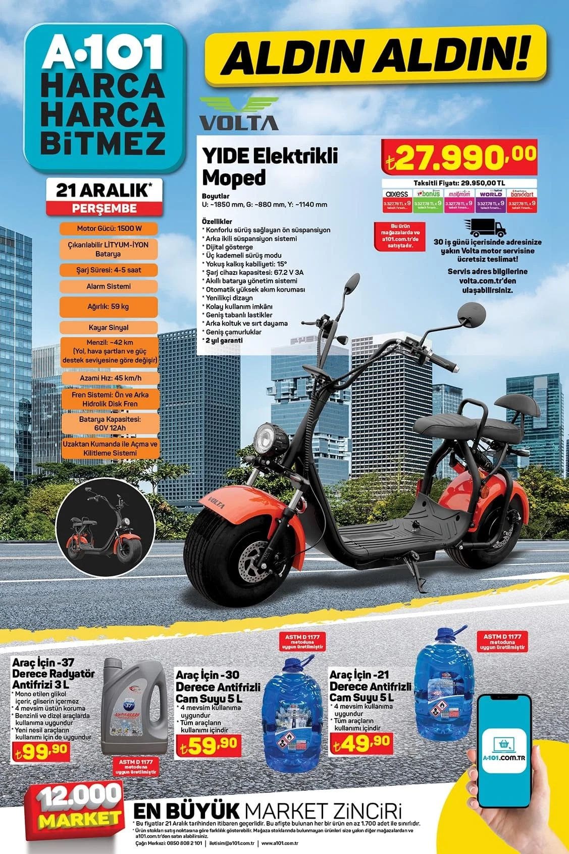 A101 21 Aralık 2023 Volta elektrikli moped