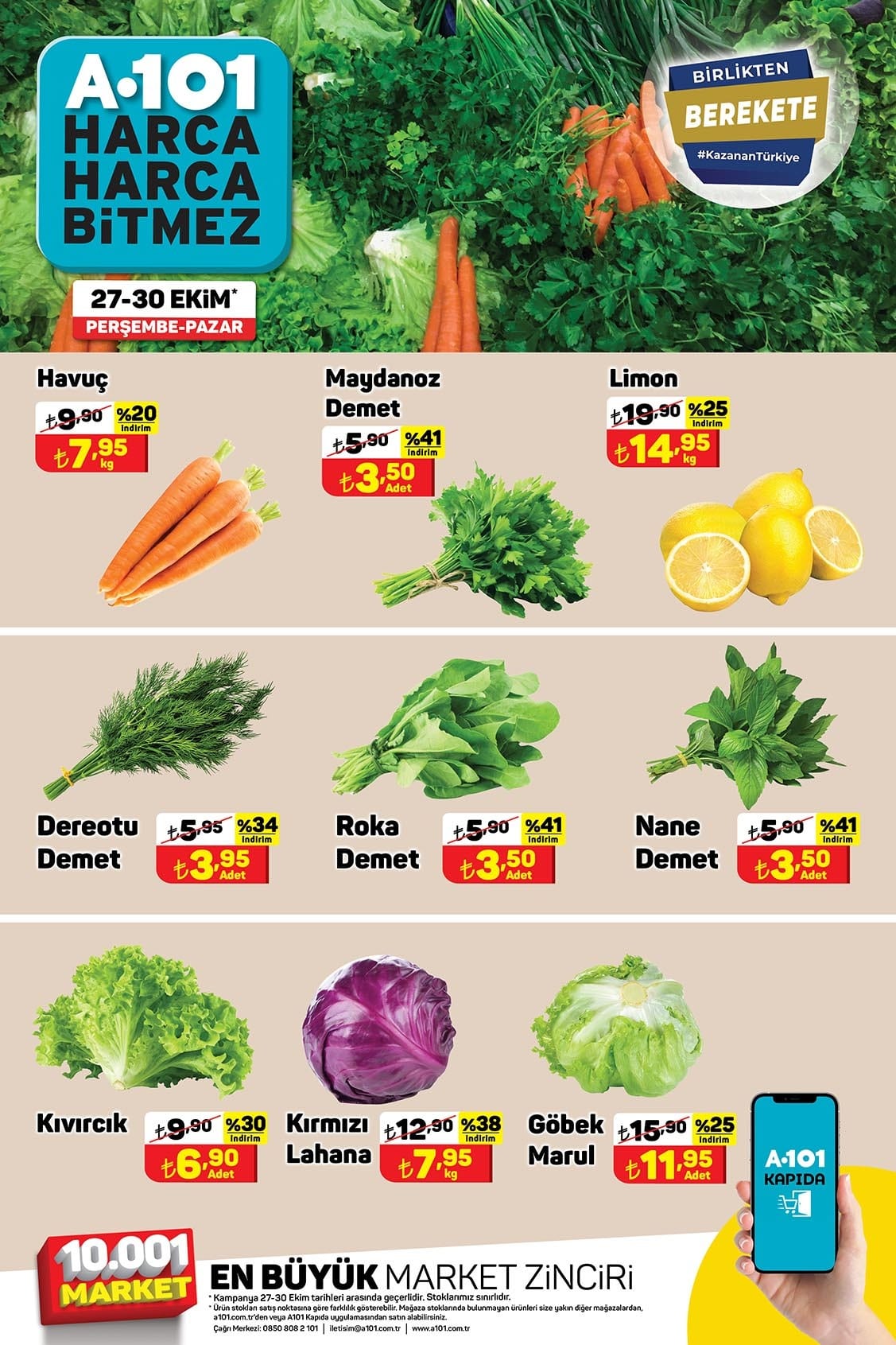 A101 27 - 30 Ekim 2022 meyve sebze fiyatları