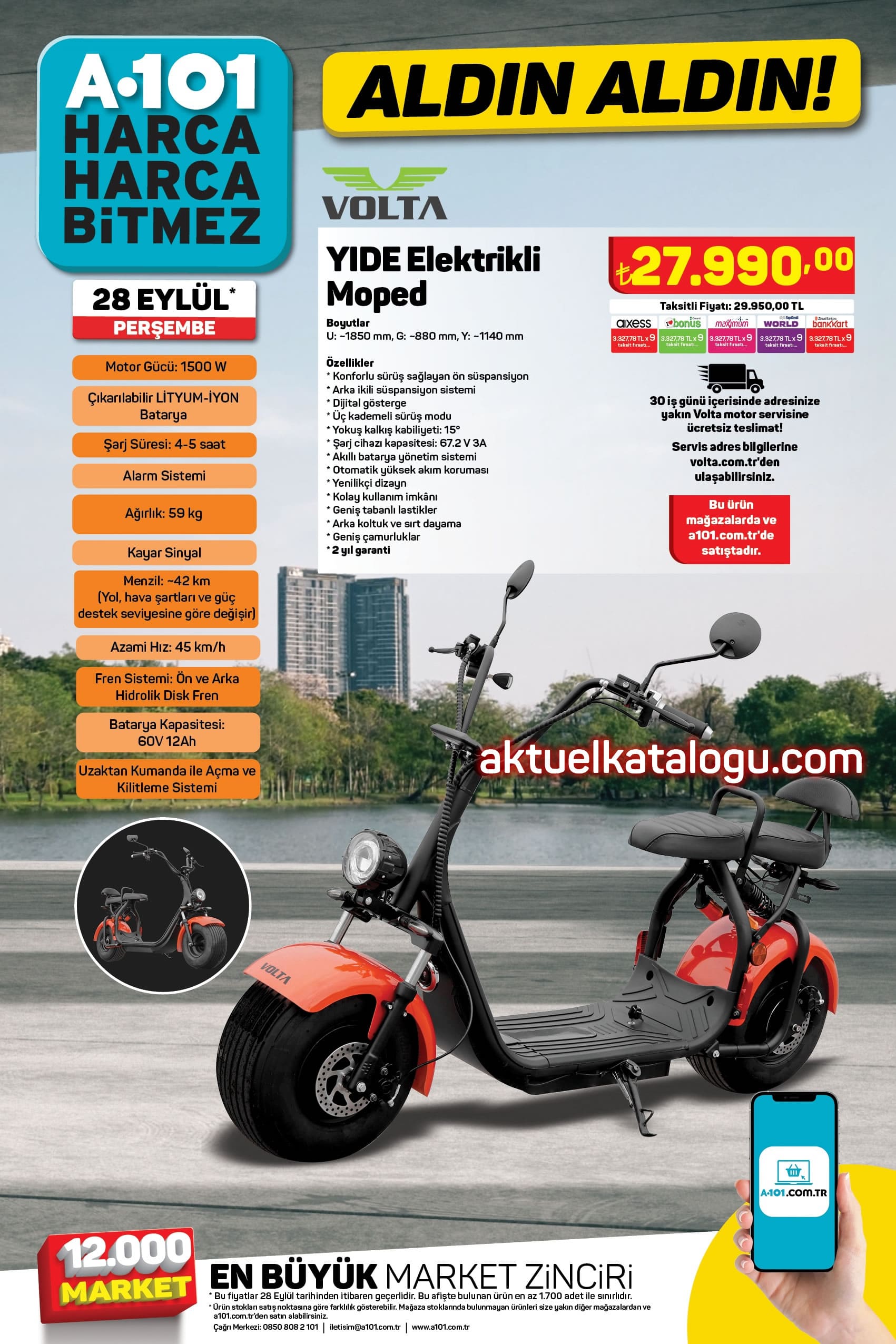 A101 28 Eylül 2023 Elektrikli Moped