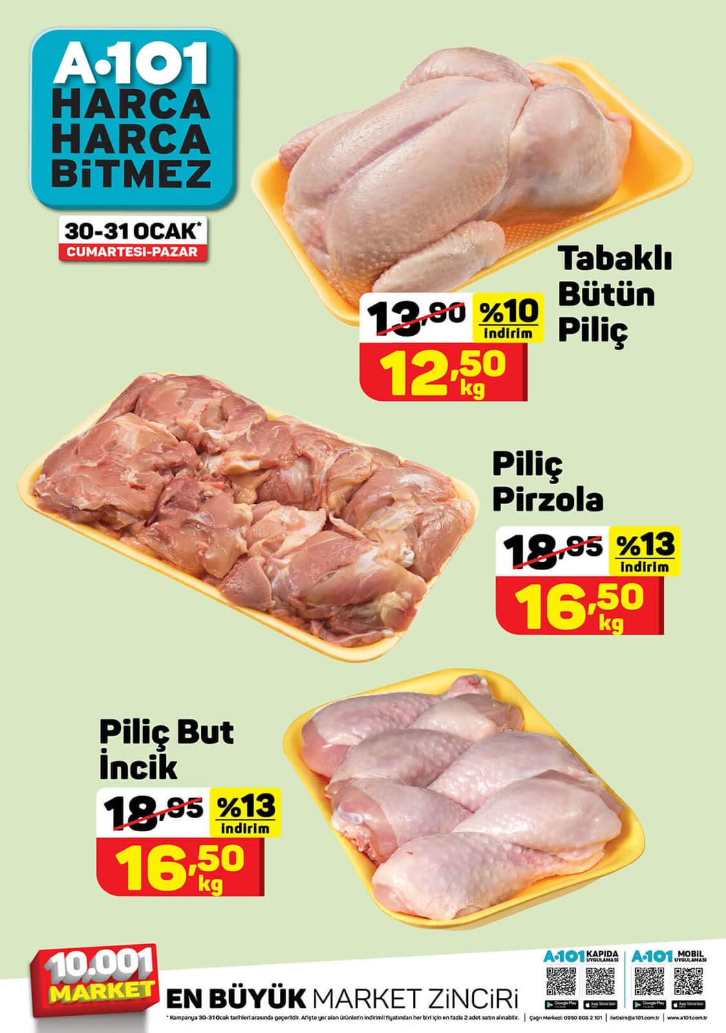 A101 30 Ocak - 31 Ocak 2021 tavuk fiyatları