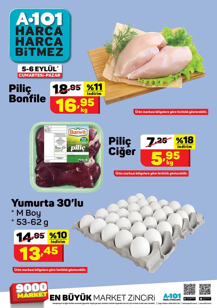 A101 5-6 Eylül 2020 Yumurta ve Tavuk Fiyatları