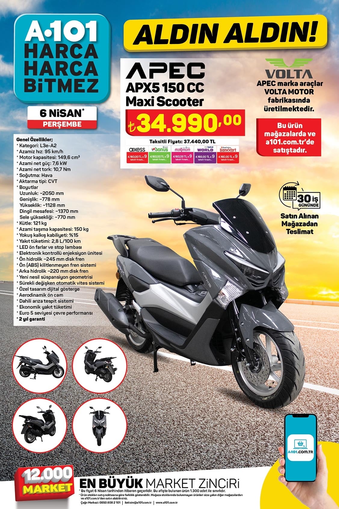A101 6 Nisan 2023 elektrikli scooter