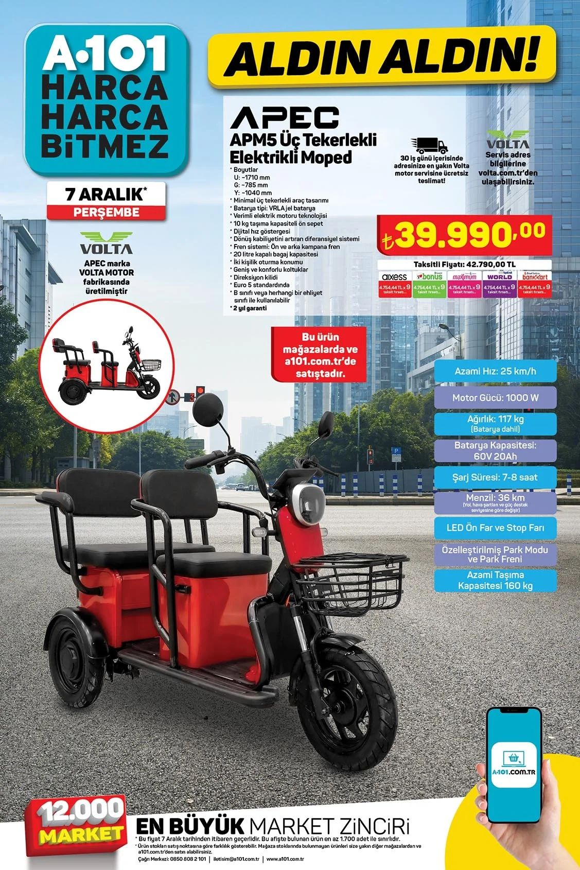 A101 7 Aralık 2023 APEC Elektrikli Moped