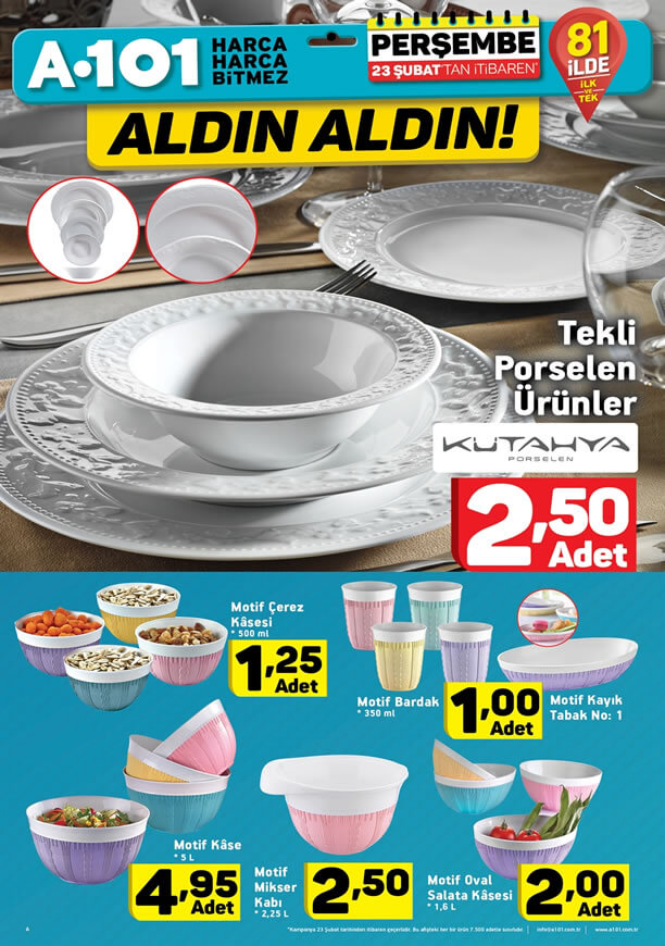 A101 Fırsat Ürünleri 23 Şubat 2017 Katalogu - Kütahya Porselen