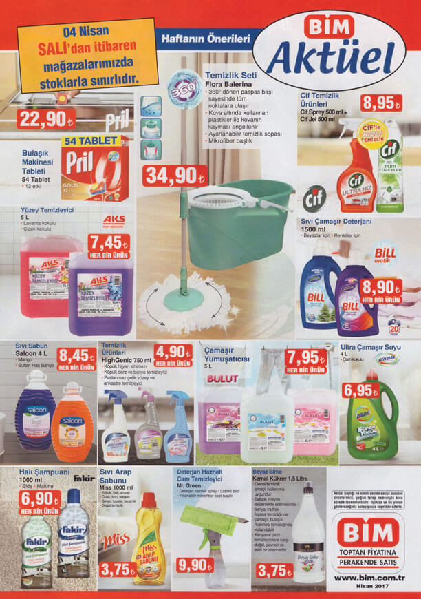 BİM 4 Nisan 2017 Aktüel Ürünler Katalogu - Temizlik Ürünleri