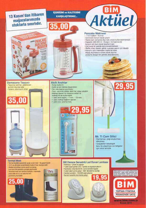 BİM Aktüel Ürünler 13 Kasım 2015 Broşürü - Pancake Makinesi