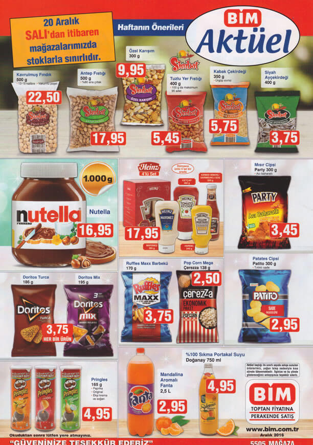 BİM Aktüel Ürünler 20 Aralık 2016 Salı Katalogu - Nutella