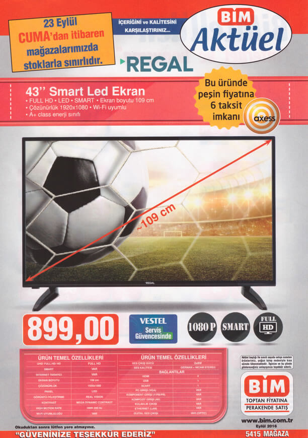 BİM Fırsat Ürünleri 23 Eylül 2016 Katalogu - REGAL Smart Led Ekran