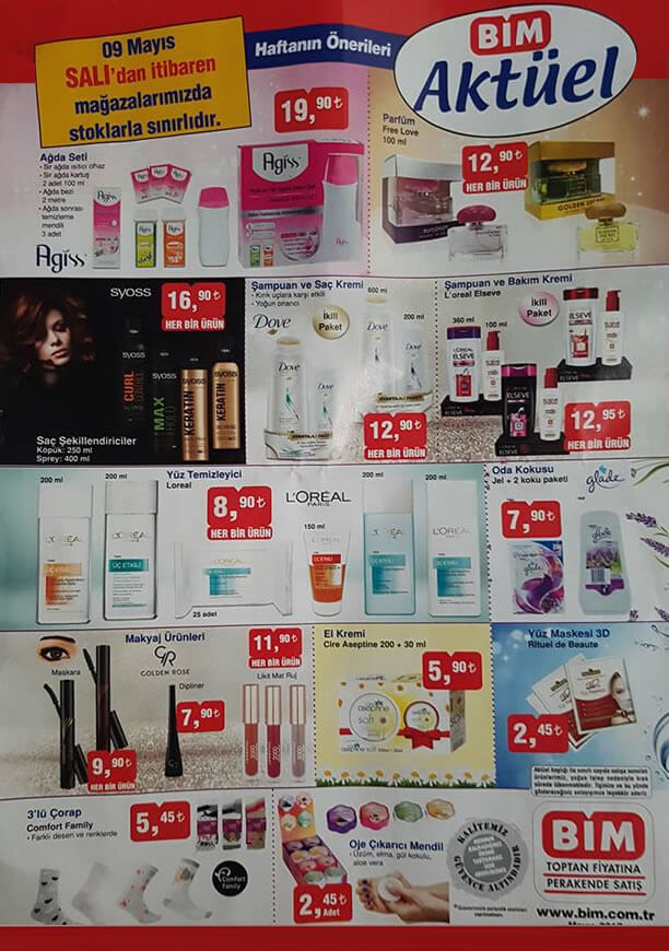 BİM Market 9 Mayıs 2017 Salı Fırsatları Katalogu - Kozmetik