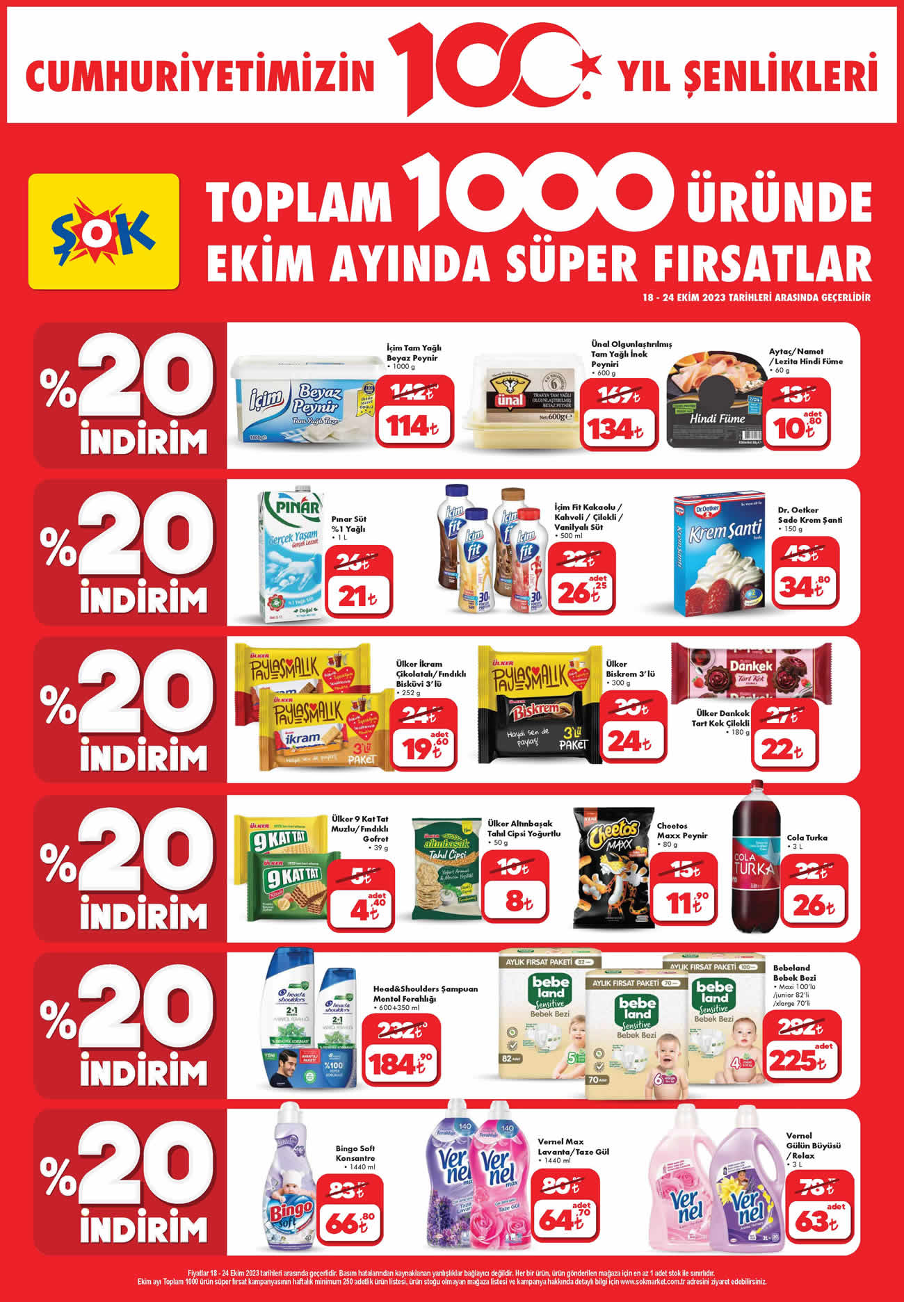 ŞOK 18 Ekim 2023 Cumhuriyet İndirimleri