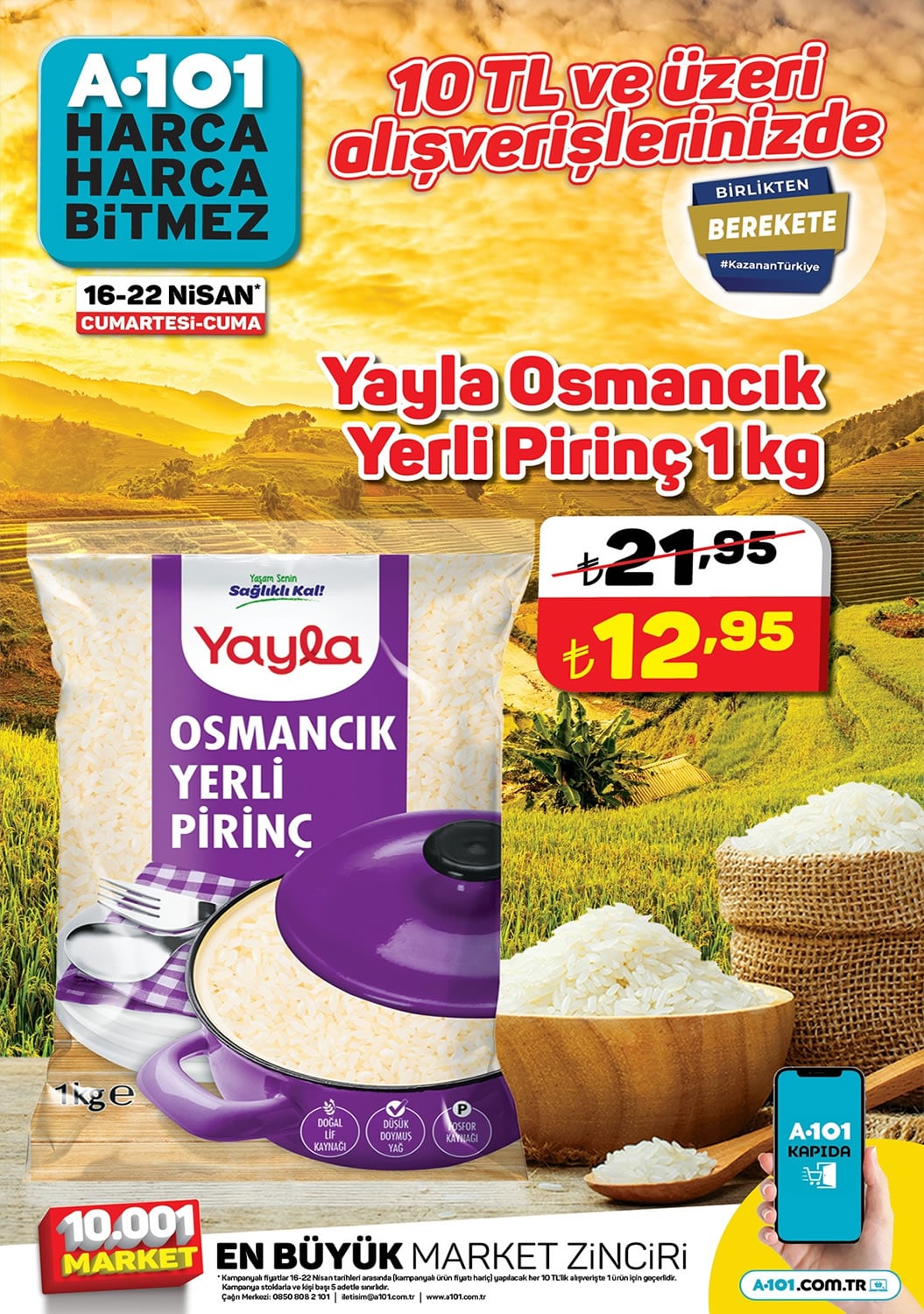 Yayla Osmancık Yerli Pirinç A101 16 - 22 Nisan