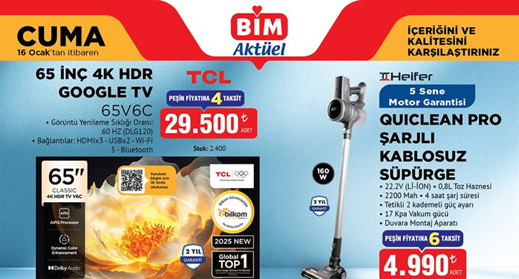BİM 16 Ocak 2026 Aktüel Ürünler Kataloğu